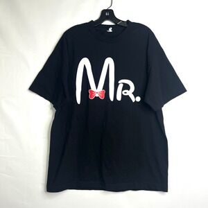 Black "Mr." Groom Graphic T-Shirt Mens XL Disney Style Bow Tie Honeymoon WDW